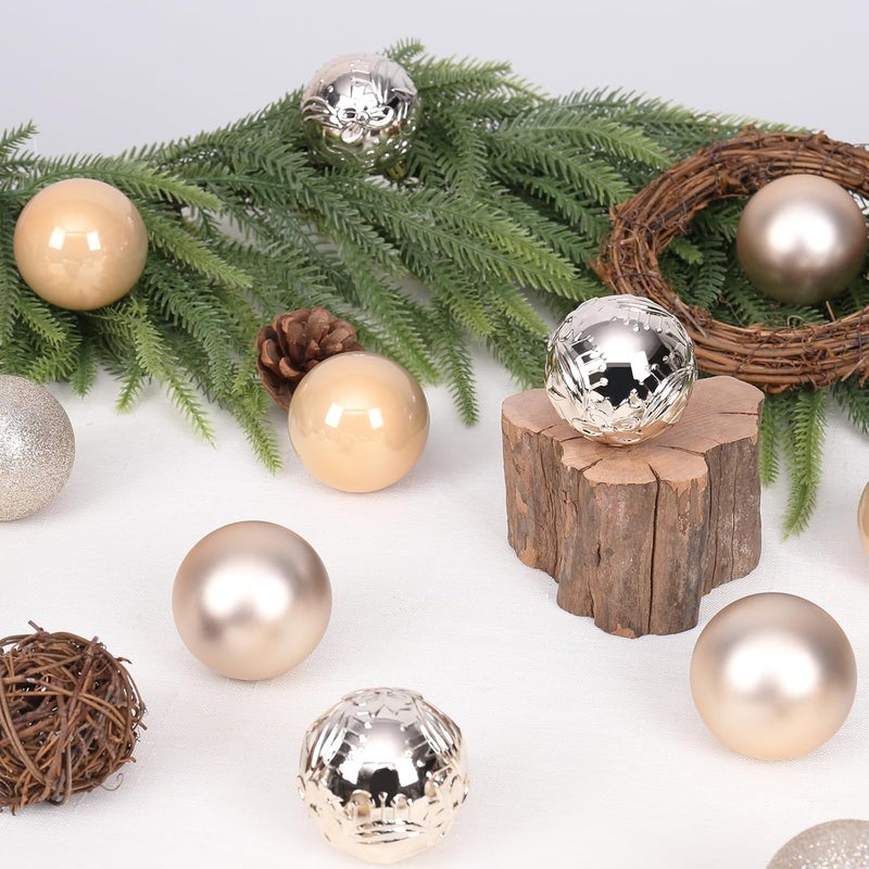 RoseCraft 30PCS Christmas Ball Ornaments, 2.36" Champagne Shatterproof Ornament Set for Christmas Tree Hanging Decorations, for Home Holiday Xmas Party Decor. - Image 5